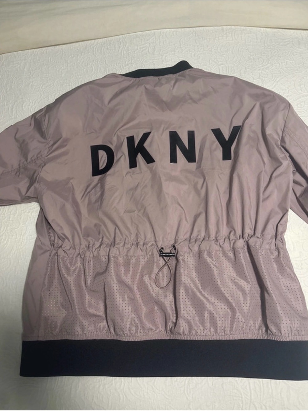 DKNY Dusty Mauve Bomber Jacket with Drawstring Waist